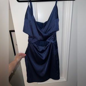 Dark blue mini cutout dress